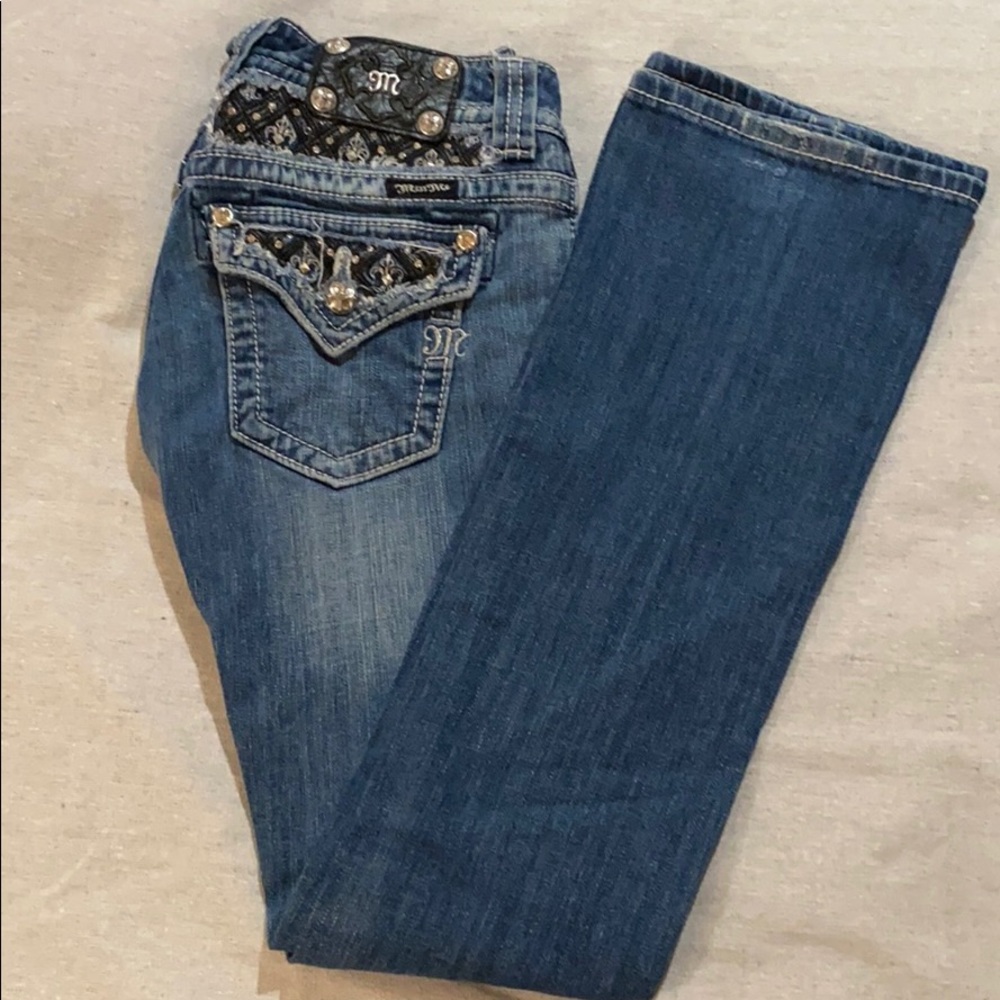 Miss Me Bootcut Blue Rhinestone Fleur De Lis Jeans